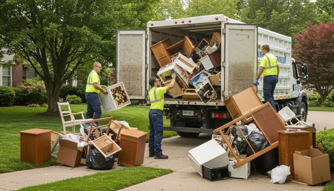 Professional Junk Removal Broomfield team efficiently clearing furniture and household items from a home for fast and stress-free cleanouts.